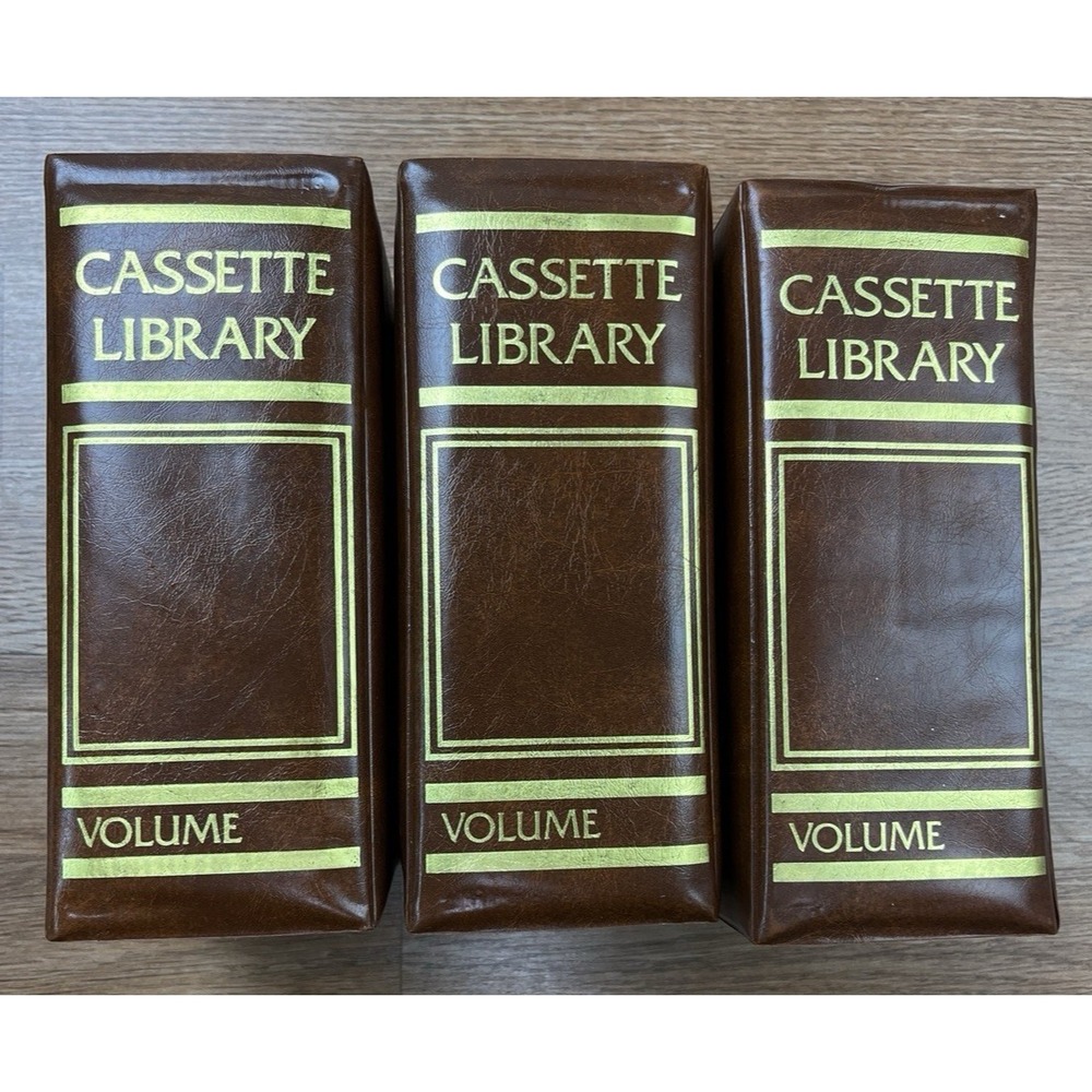 Set of 3 Vintage Cassette Library Cassette Tape Storage Boxes- Book Style